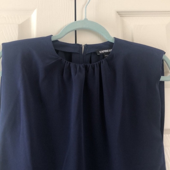 Express Sleeveless Blouse with Shoulder Pads Navy Size X-Small - Picture 3 of 8